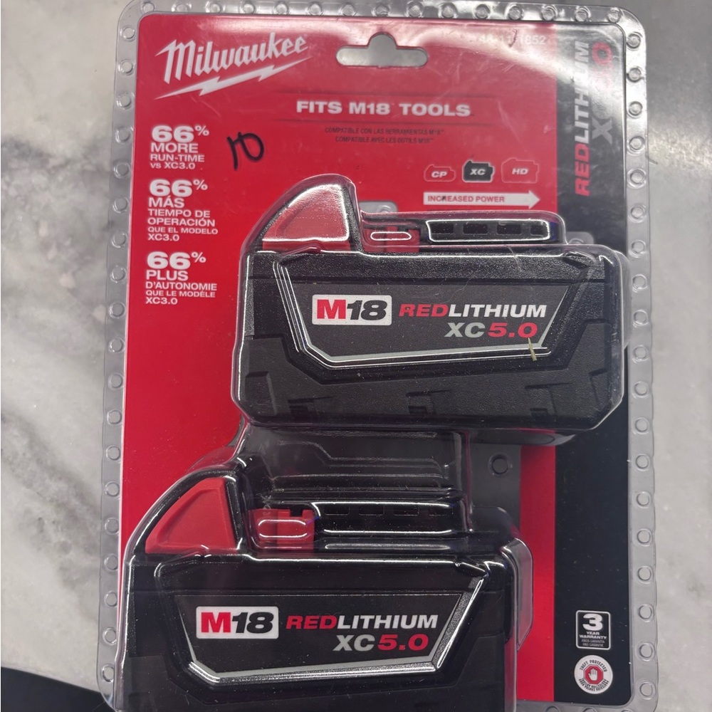 Milwaukee M18 RedLithium XC 5.0 Battery 2 Pack - Black